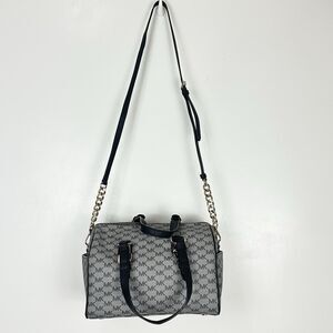 Michael Kors Grayson Large Satchel MK Signature Gray Black with Gold Hardware